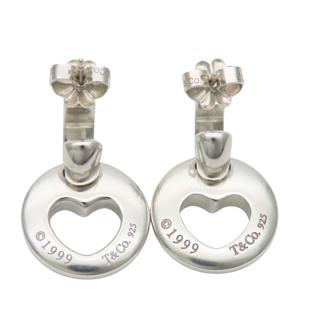 Tiffany & Co. Pierced Heart Sterling Silver 925 Open Swing Earrings for Women - Picture 3 of 10